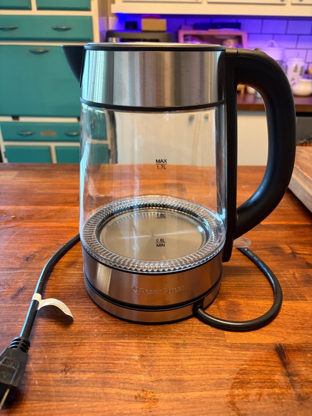 Stainless Steel & Glass Electric Kettle - Black Handle, Silver Body